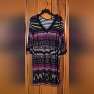 Sandra Darren Black and White Striped Dress